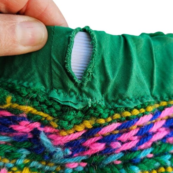 Vintage Hand Knit Colorful Fair Isle Skirt Pastel Elastic Waist Medium - Picture 5 of 15